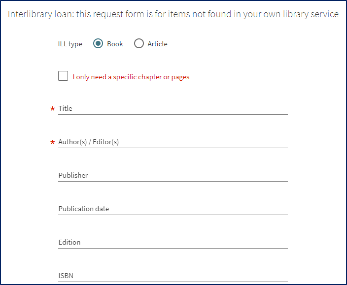 Image to show how to get to the blank ILL form